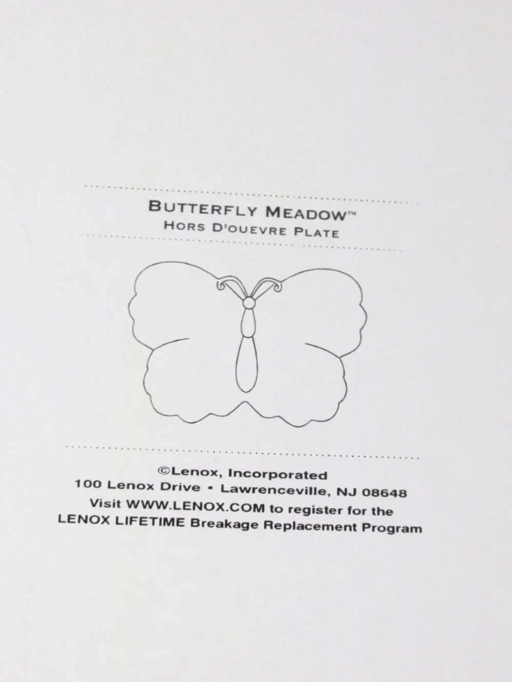 Lenox Fine Porcelain Butterfly Meadow Hors D'oeuvre Appetizer Dish Plate w/ Box